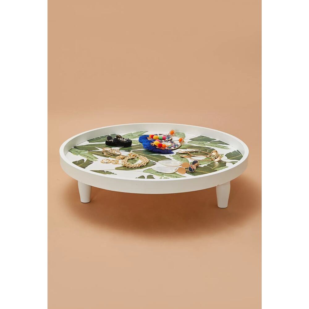 NEW Shiraleah Palm Leaf Footed Tray